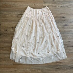 Anthropologie Billie textured tulle skirt maxi flowers ballet size 4